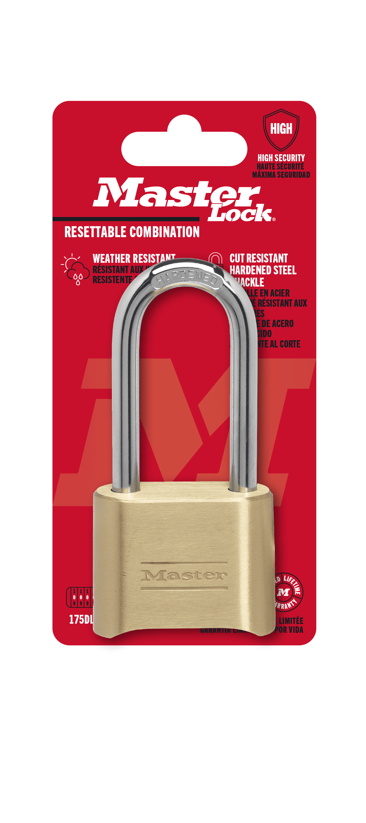 (4 pack) Master Lock 2 in Wide Resettable Combination Brass Padlock with 2-1/4in Shackle