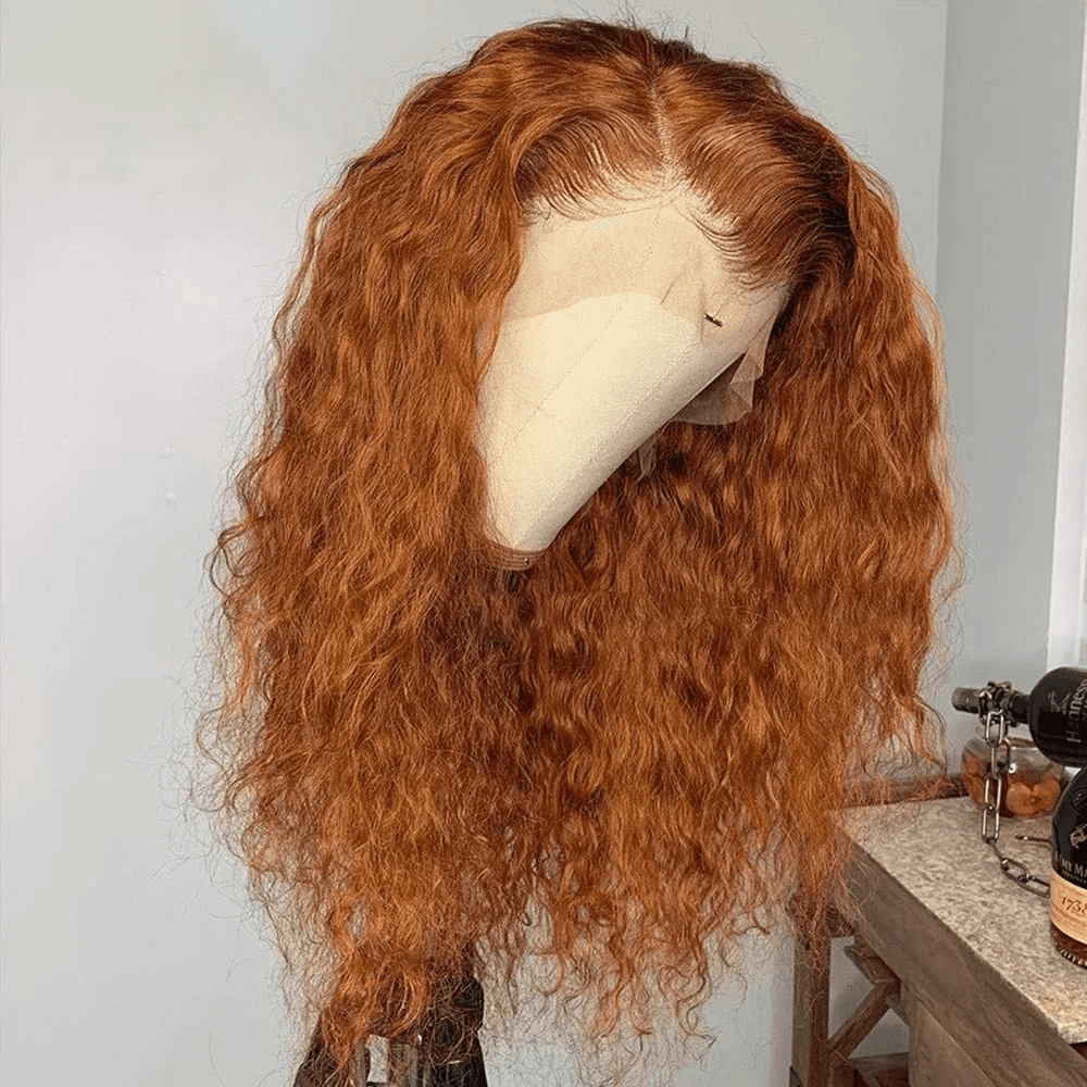 Soft Glueless 180% Density Ginger Synthetic Hair |Orange Kinky Curly Lace Front Wig | 26 Inch Long Preplucked Baby Hair & Heat Resistant | Glueless Daily Wig for Women)
