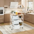 thumbnail image 4 of Gymax Rolling Kitchen Island Utility Storage Cart w/ 3 Storage Drawers & Shelves White, 4 of 10