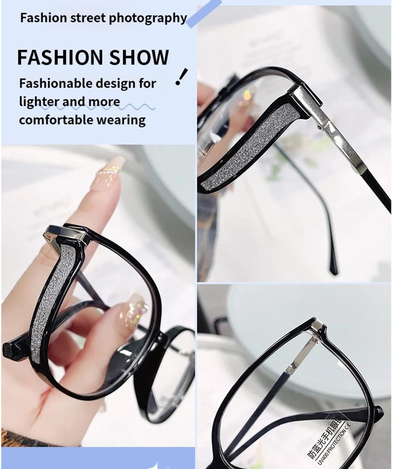 2026 New Women's Portable Fashion Anti-Blue Light Reading Glasses with Sparkling Bling Diamonds
