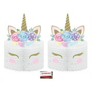 Unicorn Baby (2 Pack) Rainbow Sparkle Birthday Supplies Pop up Centerpiece (Plus Party Planning Checklist by Mikes Super Store)