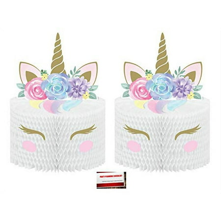 Unicorn Baby (2 Pack) Rainbow Sparkle Birthday Supplies Pop up Centerpiece (Plus Party Planning Checklist by Mikes Super Store)