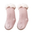 thumbnail image 2 of Zwiiyzr Toddler Baby Slipper Socks 0-3 Years Super Thick Wool Lamb Velvet Over The Calf Children Floor Socks Solid Fleece Non-Slip Baby Socks Pink, 2 of 6
