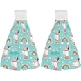 thumbnail image 2 of Hanging Towels 1 Pcs, Dish Towels Cute Head Llama on Blue Absorbent Hand Towels with Hanging Loop Washcloth for Bathroom Kitchen, 2 of 6
