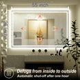 thumbnail image 6 of JSneijder 55x36 inch LED Bathroom Mirror, Wall Mounted Frameless Lighted Bathroom Mirror, Dimmable, Anti-Fog, Horizontal/Vertical, 6 of 8