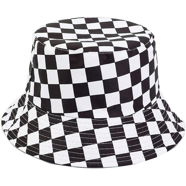 CoCopeaunts Plaid Bucket Hats Mens Fashion Reversible Fisherman Hat Street  Travel Sunscreen Double Sided Wear Sun Cap for Women 