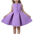 thumbnail image 1 of Floleo Robe Sans Manches à Volants pour Filles, Dentelle, Col Rond, Jupe d'Été Décontractée, Activités de Jeu, Coupe Confortable, Robe d'Été pour Enfants (Violet, 3-4 Ans), 1 of 7