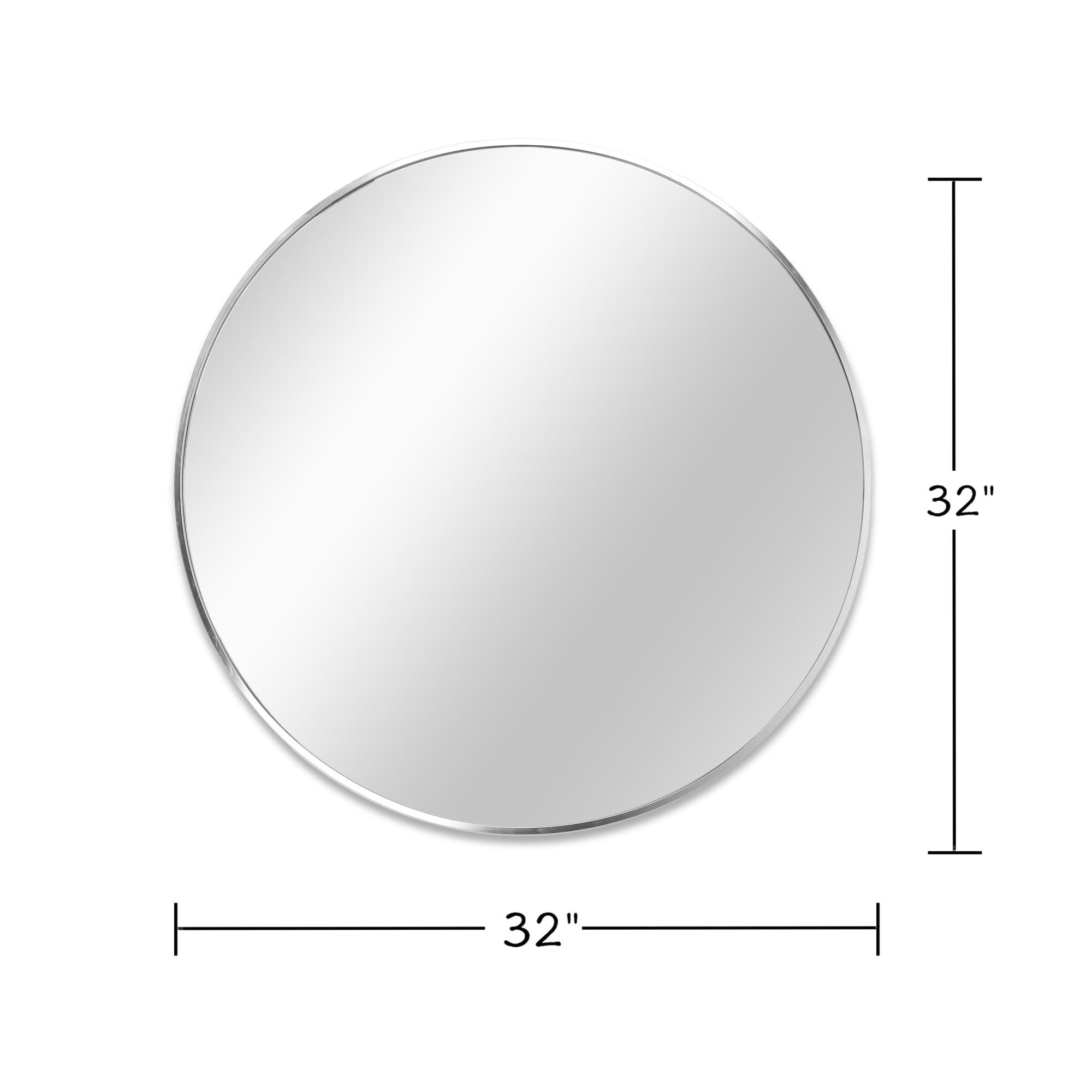 32" Round Wall Mirror,Modern Circle Mirror Hanging or Wall Mounted,Silver