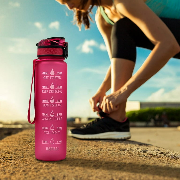 AQUAFIT - Water Bottle with Straw - Motivational Big Water Bottle