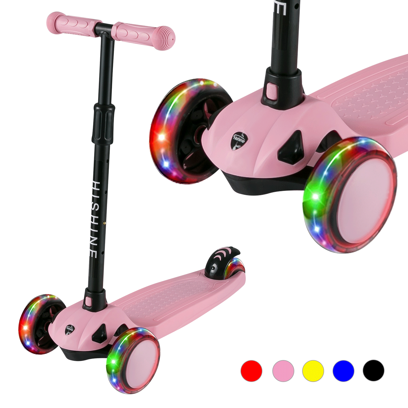 4 Adjustable Height Lean to Steer with LED Light Up Wheels for Children from 3 to 12 Years Old VOKUL Kick Scooter for Kids 3 Wheel Scooter for Toddlers Girls & Boys 