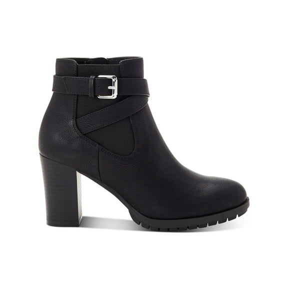 STYLE & COMPANY Womens Black Goring Buckle Accent Cushioned Laleen Round Toe Block Heel Zip-Up Dress Booties 7 M
