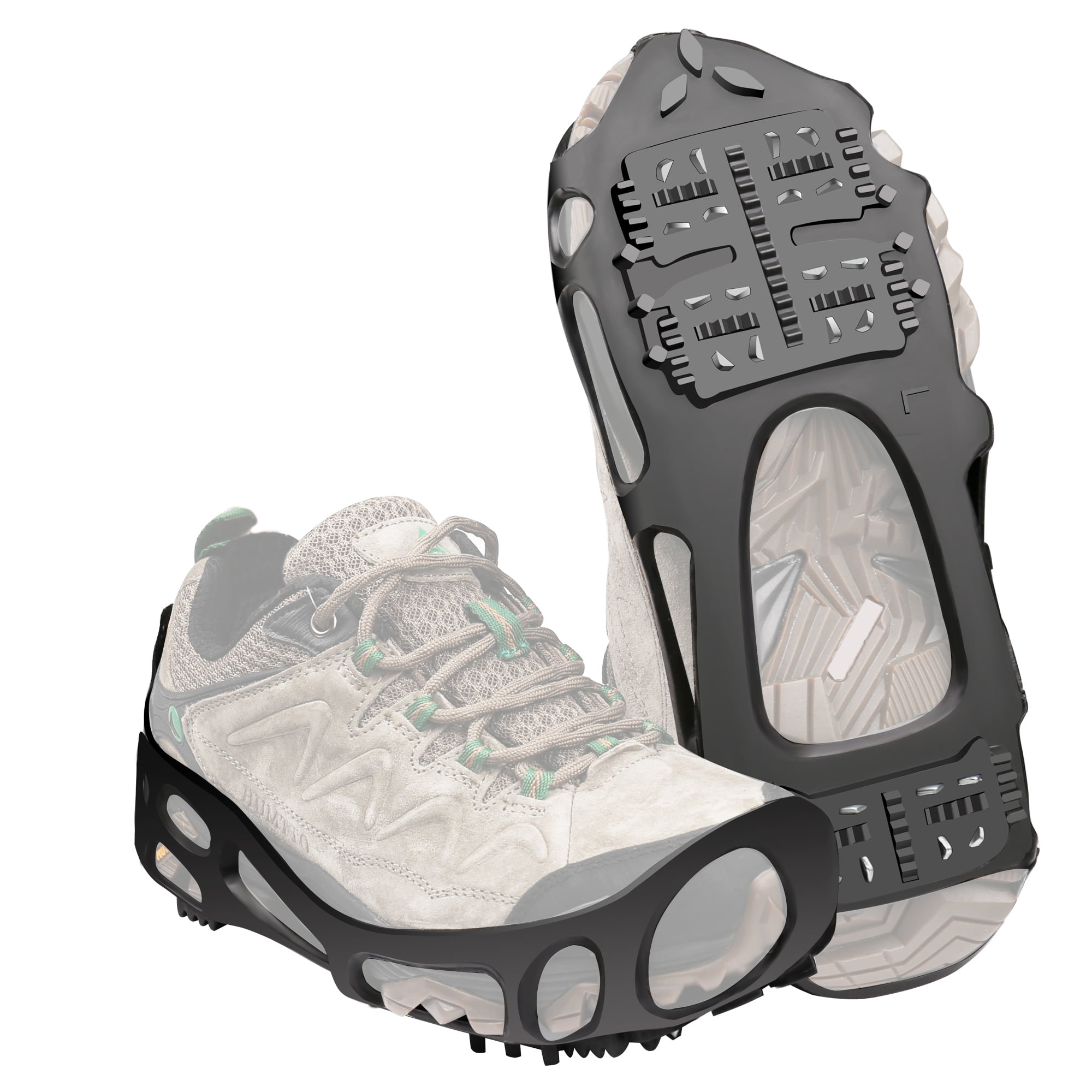 1 Pair of 24 Teeth Ice Snow Grips Grippers Anti-Slip Lite Duty Serious Walk Traction Cleats with 2 Removable Straps