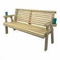 thumbnail image 2 of Amish Casual Banc de Jardin Extérieur de 5 Pieds en Bois Traité sous Pression, Robuste, avec Porte-Gobelets - Conception à Dossier Rabattable Fabriquée par Amish, Non Fini, Capacité de Charge de 700 Lb, 2 of 4