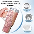 thumbnail image 3 of Sikiie Makeup Brush on Pink Glitter Insulated Stainless Water Bottle Lid Travel Mug Cup Insulated Tumblers Cup 40oz Ice Bully With Handle, 3 of 8