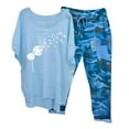 thumbnail image 2 of Dazajoo Summer Two Piece Sets for Women Cotton Linen Round Neck Half Sleeve Graphic Tees and Camo Capri Pants Suits 2025 Dressy Casual Loungewear,Blue,XXL, 2 of 3