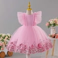 thumbnail image 4 of Makaor Flower Girl Dress for Weddings Ruffle Ruched Formal Dresses Mesh Cap Sleeve Ball Gown Dress Empire Waist Birthday Party Dresses, 4 of 8