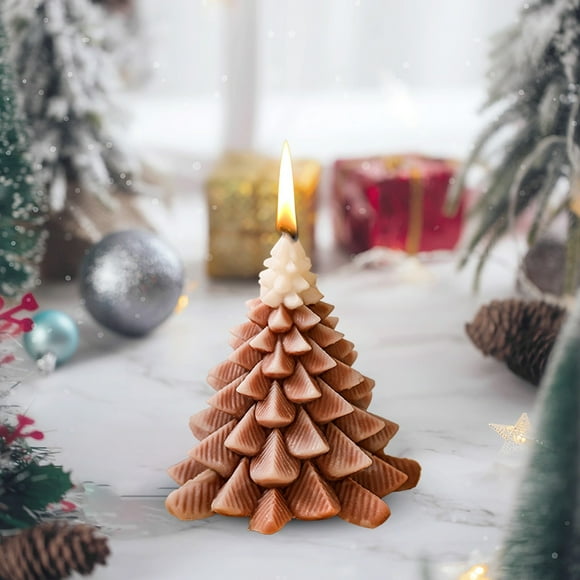 Caja de regalo con velas aromáticas navideñas. Fragancias artesanales creativas al por mayor. Ambientes festivos con velas de árbol de Navidad.