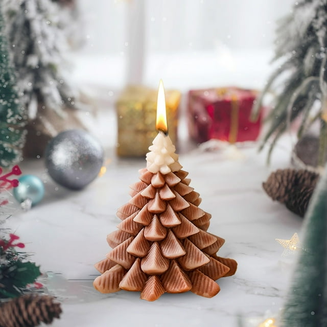 ZZkhGO Christmas Tree Scented Candle Gift Box, Handmade Festive Fragrance Candle, Holiday Christmas Decor Accompanied with Candle