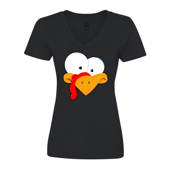 Inktastic Thanksgiving Goofball Turkey Face Women's V-Neck T-Shirt