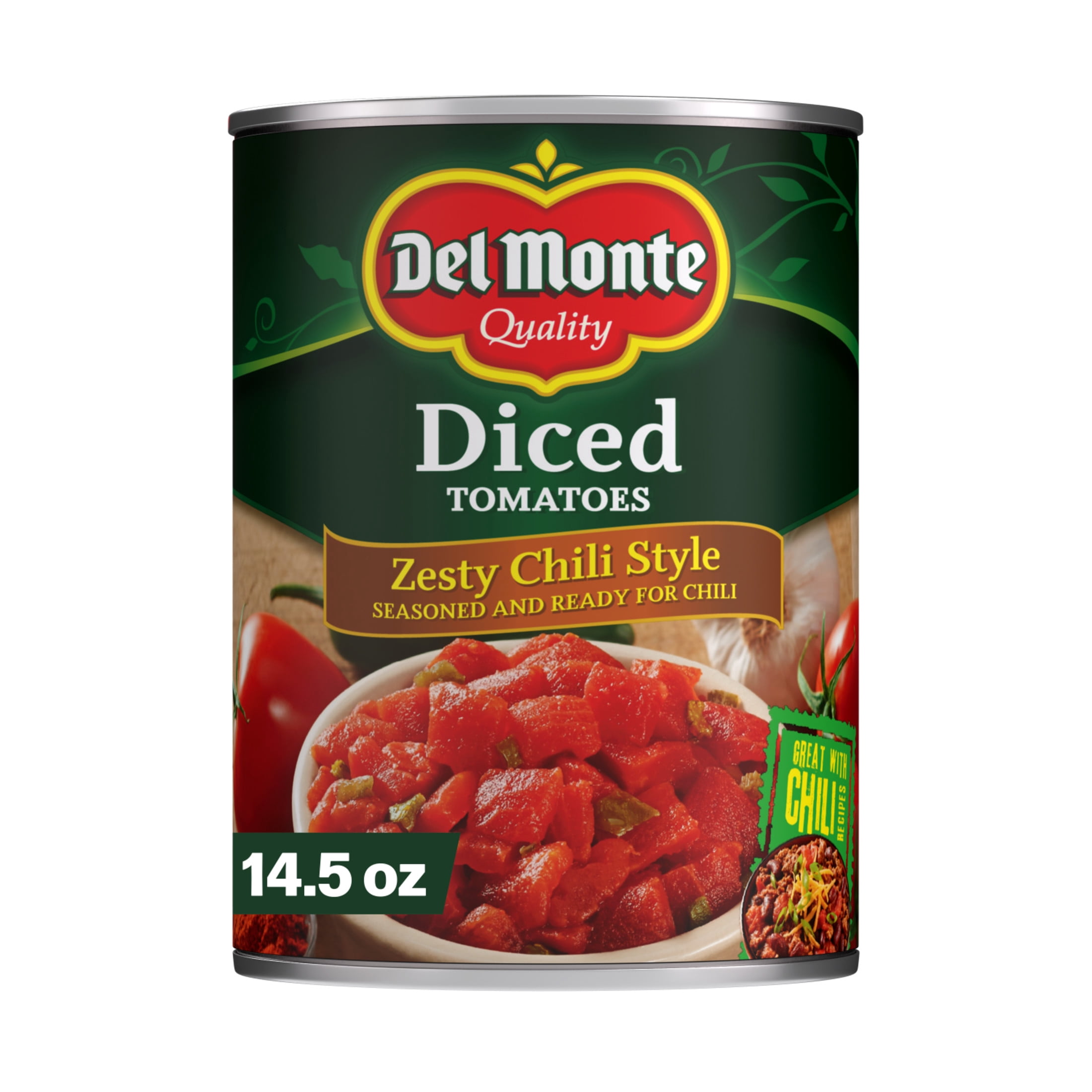 (12 pack) Del Monte Zesty Chili Style Diced Tomatoes, 14.5 oz Can