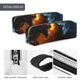 thumbnail image 4 of Disketp Red And Blue Fire Skull Warrior Estuche de Lápices de Cuero con Cierre, Estuche Compacto para Papelería, Bolígrafos y Accesorios Pequeños, 4 of 7