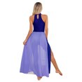 thumbnail image 2 of YEAHDOR Womens Chiffon Long Maxi Split Dress Modern Contemporary Dance Leotard Dress Prom Party Gown Blue XXL, 2 of 7