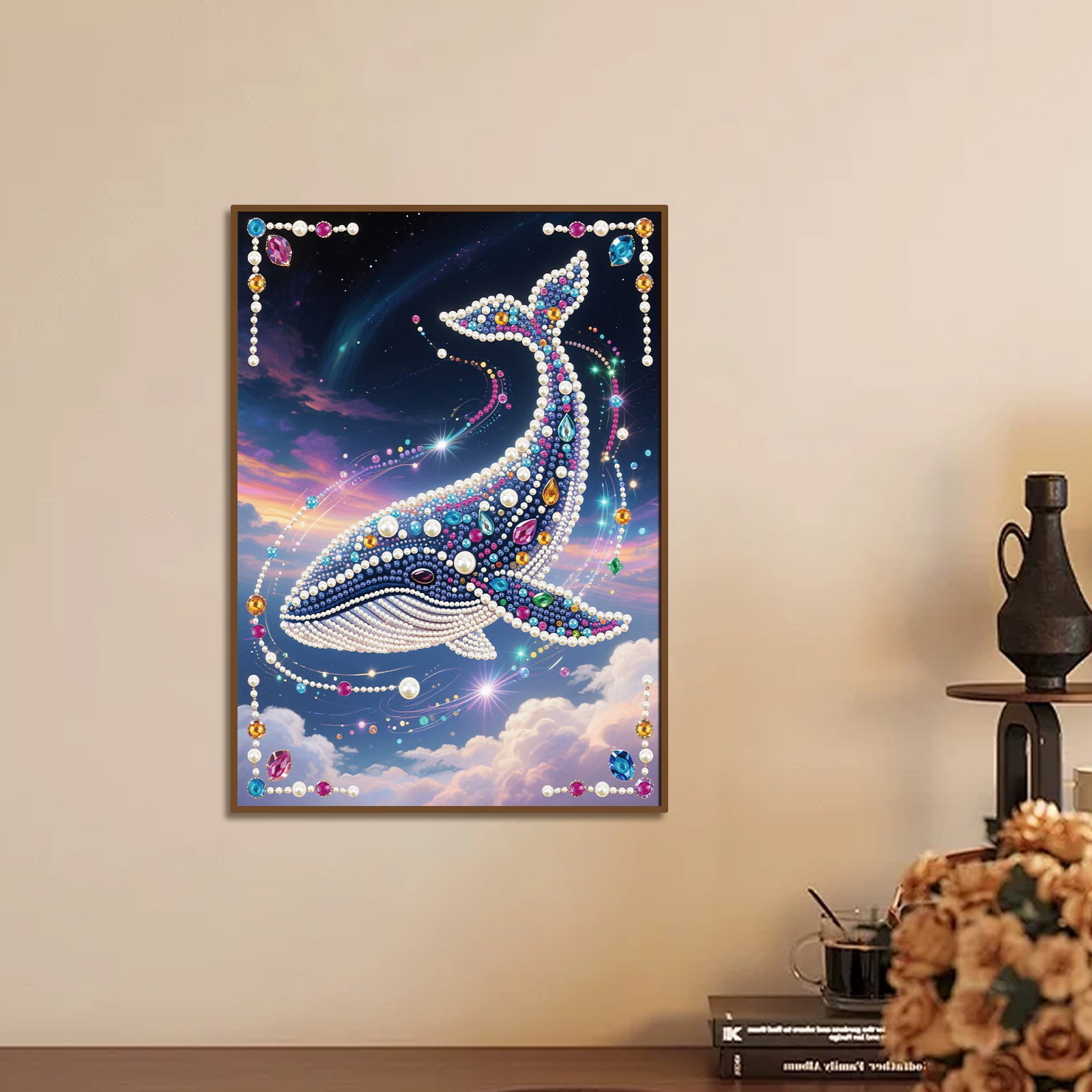FLOPESN DIY Gemstone Pearl Diamond Art Painting Kit Unframed, 9.84X13.78in, Colourful Canvas Holiday Present Home Wall Decor Unframed-Whale-1