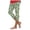 Green, variant on Capri Leggings for Women Cropped Pant Fashion Flower Print Capris Summer Elastic Waist Soft Stretchy Pants (Purple, L)