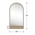 thumbnail image 4 of 71"x37" Wood Rattan Wall Mirror Arched Mirror,Brown, 4 of 7