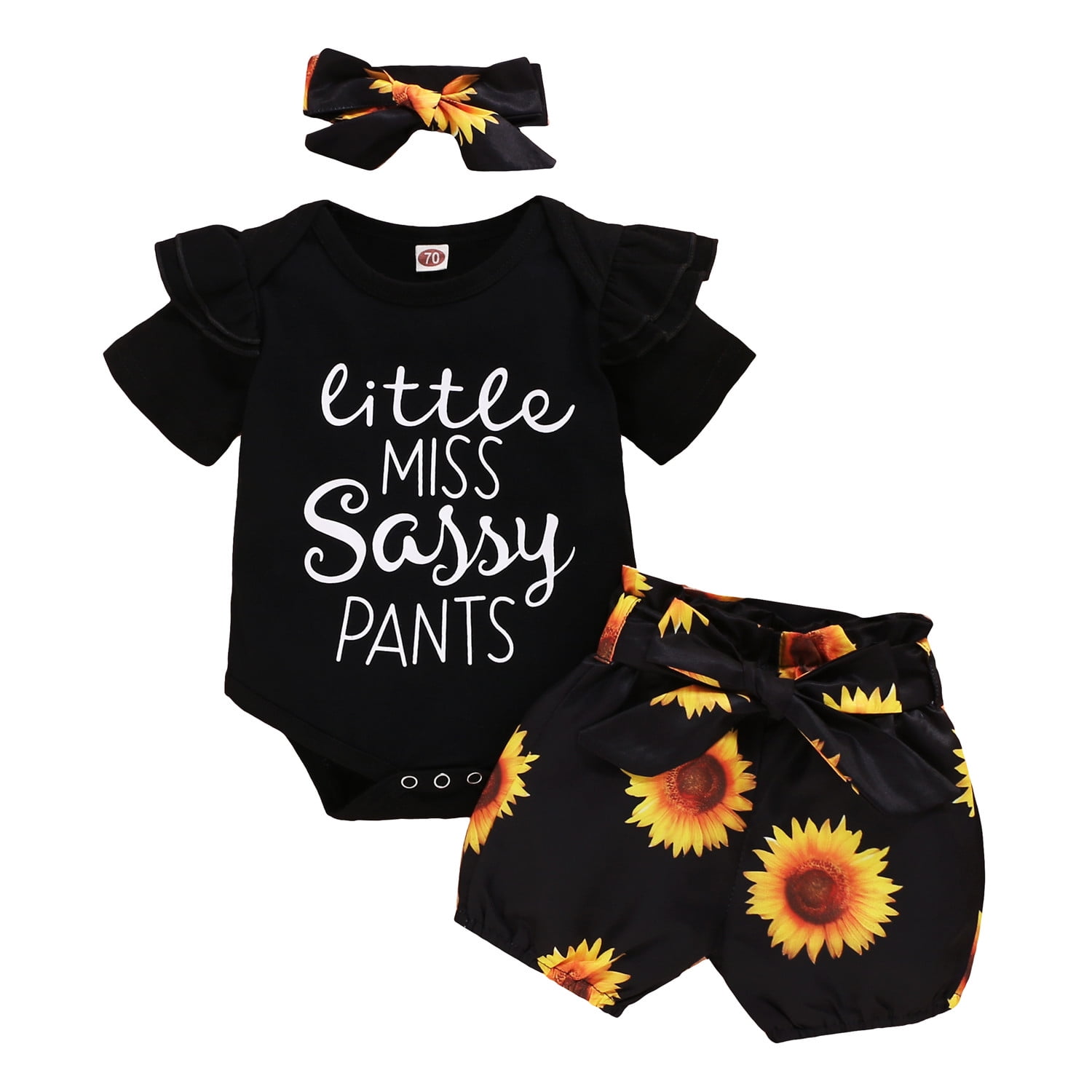 Zukuco Newborn Infant Baby Girl Clothes Sunflower Ruffle Romper ...