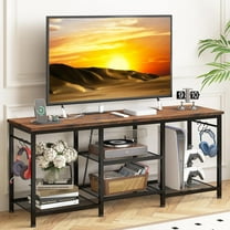 Entertainment Center for 55 inch TVs, TV Stand with Power Outlet and Open Storage Shelves, TV Media Console Table for Living Room and Bedroom