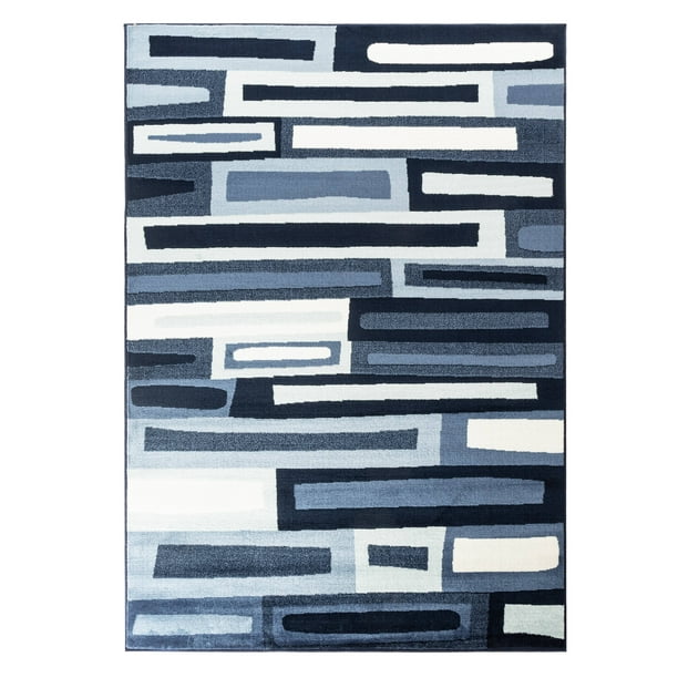 Romance Collection Rugs Navy Blue White Black Geometric Abstract Design Premium Soft Area Rug 3 X 10 Runner Walmart Com Walmart Com