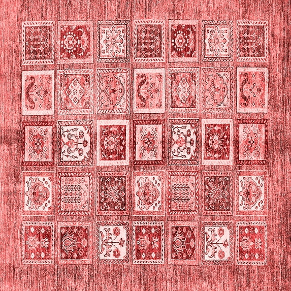 Ahgly Company Indoor Square Abstract Red Modern Area Rugs, 7' Square