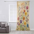 thumbnail image 3 of Vintage Spring Floral Semi Sheer Curtains Drapes for Living Room,Bedroom,French Doors Window 45 Inches Long,Summer Botanical Pastoral Flowers Rod Pocket Chiffon Curtain Drapery Voile Draperies Panel, 3 of 6