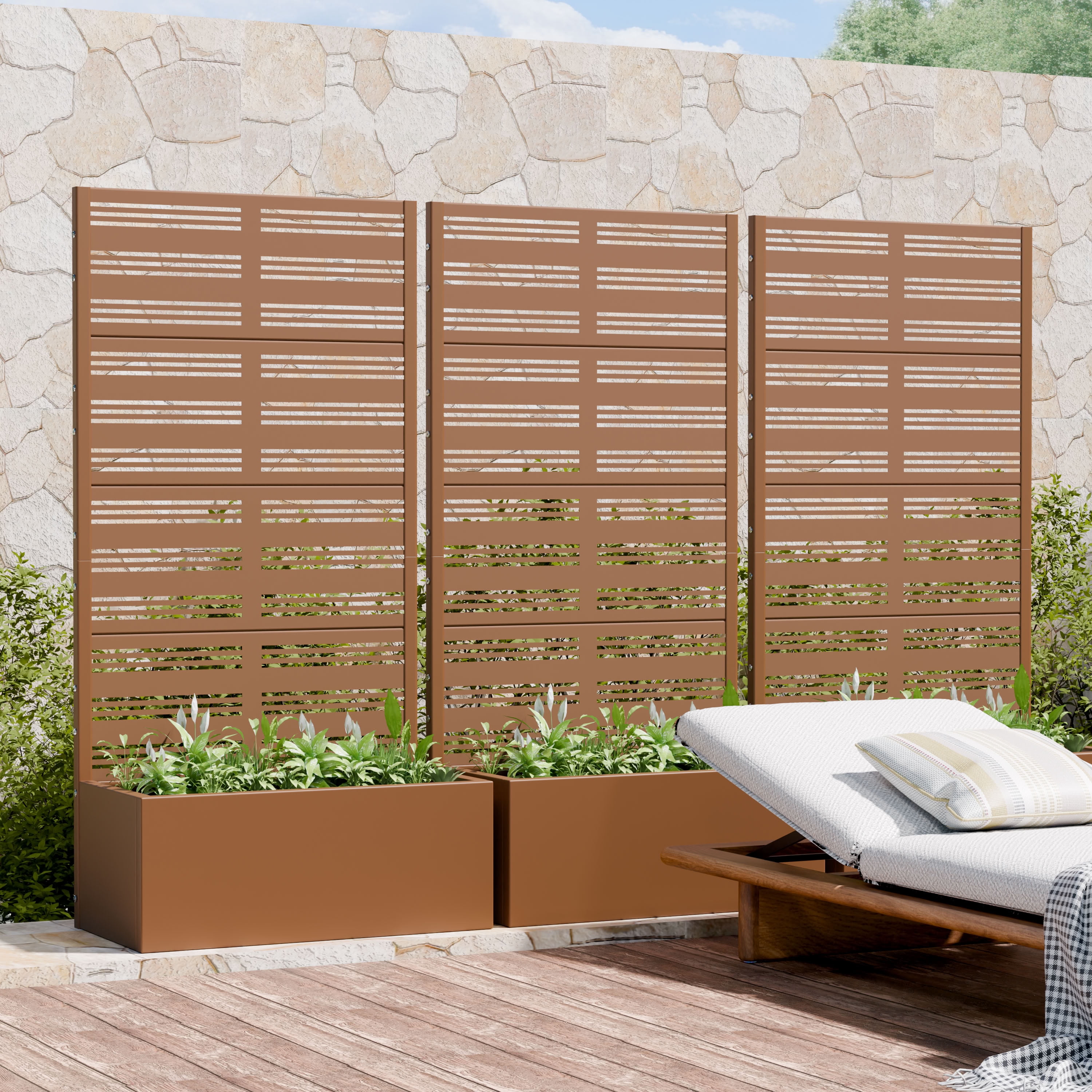 MAYEERTY 59*30in Outdoor Metal Planter Box, Portable Balcony Planter Box, Space Saving Garden Planter for Patio, Garden, Yard