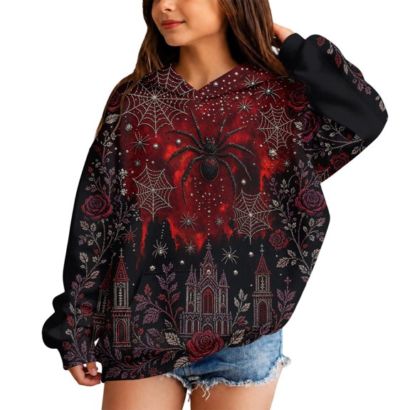 Grblisyd Cute Hoodies for Teen Girls Halloween Trendy Oversized Long Sleeve Hooded Sweatshirts Fashion Casual Outfits Fall Winter Clothes