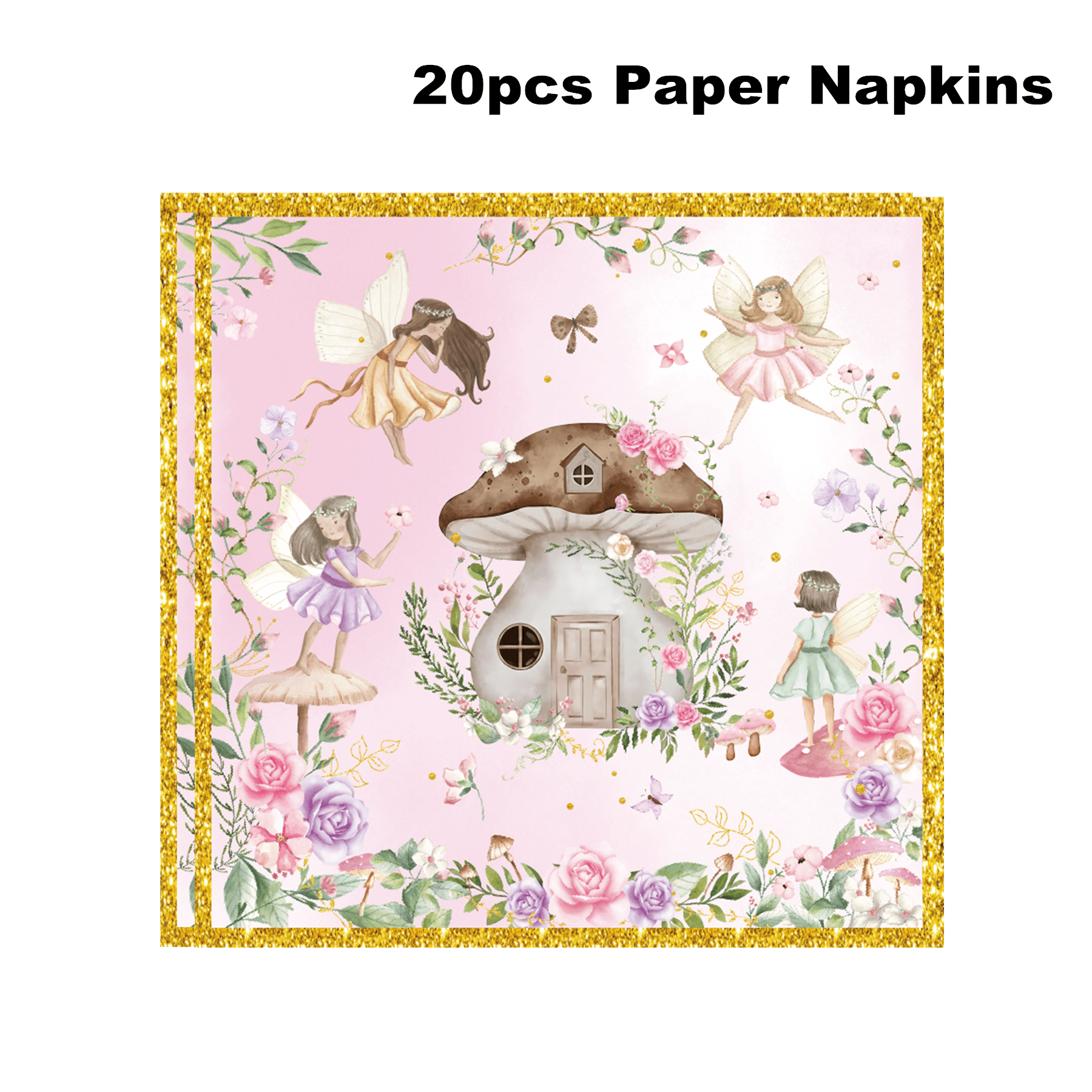 161 Pcs Fairy Themed Party Supplies for Girls 1st 2rd First Birthday Fairies Enchanted Themed Baby Shower Party Decorations Garden Flower Tableware Set Paper Plates Napkins Forks for 20 Guests