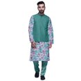 thumbnail image 1 of Atasi Mandarin Collar Traditional Kurta Pajama With Solid Jacket Set For Mens, 1 of 3