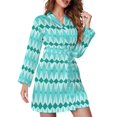 thumbnail image 1 of Mid-Century Print Pajama Robe V Neck Abstract Turquoise Retro Sleepwear Lady Long Sleeve Soft Pajamas Robes Spring Room Dresses, 1 of 5