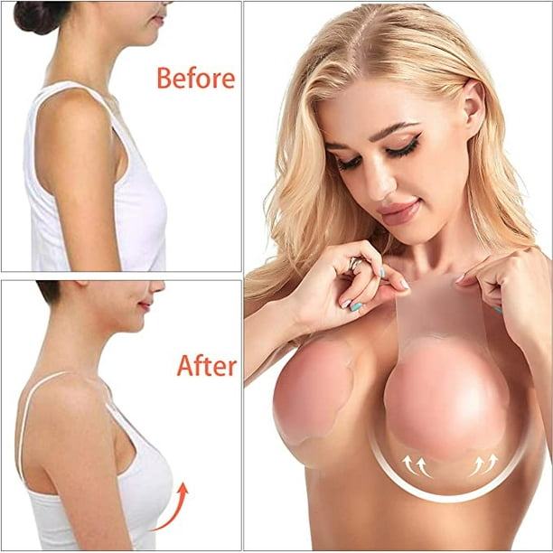 JOEEOS A-B Cup Nipple Covers Pushup Backless Strapless Sticky Bra