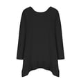thumbnail image 6 of ZHUGeLI Women's Round Neck Long Sleeve Loose Imitation Cotton And Linen Tunic Blouse Up to 50% off Clearance, 6 of 7
