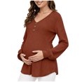 thumbnail image 1 of dmqupv Maternity Sweater Women's Maternity Shirts Ruched Drawstring Long Sleeve Knit Pregnancy Tops Brown,Size for S, 1 of 6