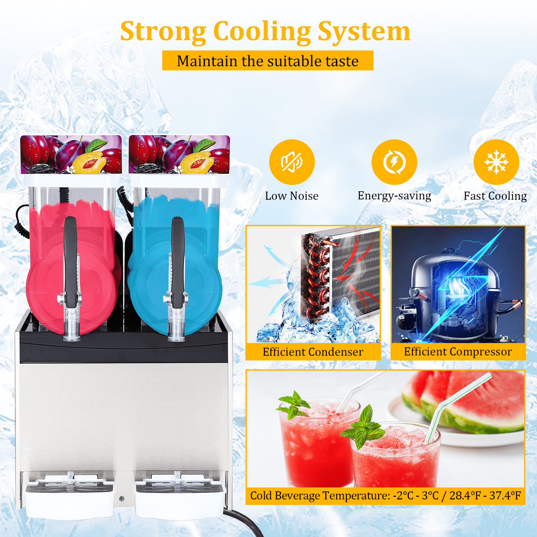 Aoile 2-Tank Commercial Slushy Machine 7.9 Gal, 700W Stainless Steel Frozen Drink Margarita Smoothie Maker