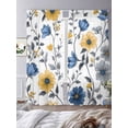 thumbnail image 3 of Sheer Curtain Panels Blue Yellow Flower Rod Pocket Voile Window Curtains Vintage Floral Window Treatments Ligh Filtering Privacy Curtain Drapes for Bedroom Living Room 2 Panel Set 108 Inch Length,, 3 of 9