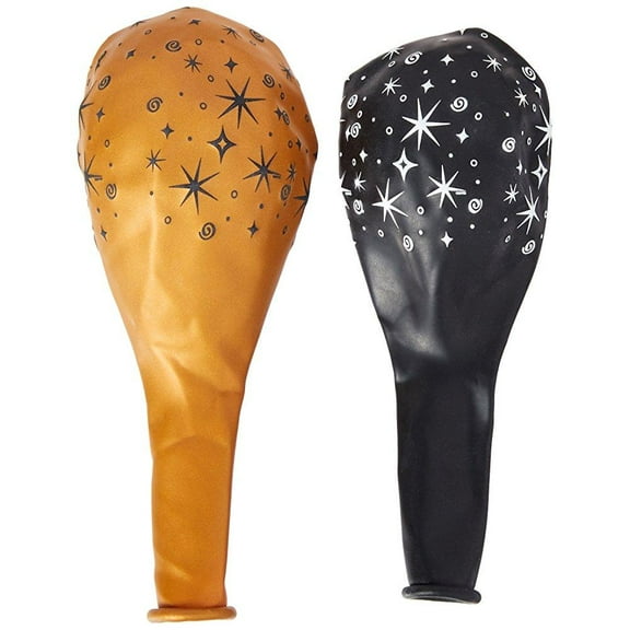 LA Balloons 12578 "Sparkles & Swirls" Qualatex Latex Balloons (50 Pack), 11", Black & Gold