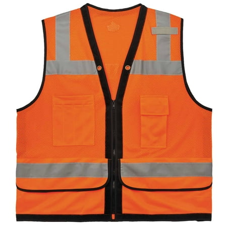 Ergodyne GloWear® 8253HDZ Type R Class 2 Heavy-Duty Mesh Surveyors Vest, Orange, 2XL/3XL