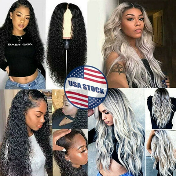 AMERTEER Long Wavy Wig for Women Black Middle Part Lace Front Wigs Body Wave Synthetic Hair Natural Looking Heat Resistant Fiber Daily Party Anime Cosplay Use