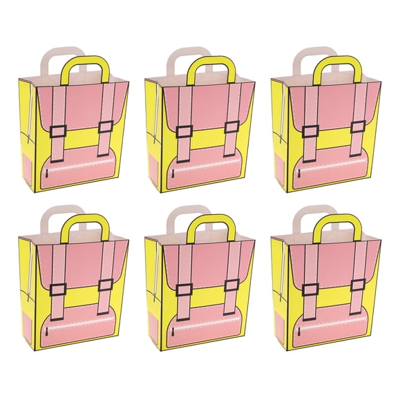 Unique Bargains Cartoon Backpack Shape Gift Bags 6 Pcs Pink