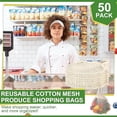 thumbnail image 3 of Premium Mesh Grocery Bags, Reusable Produce Bags, Long Handle Net Tote Bags, 100% Cotton String Bags, Fruit and Vegetable Bag 2 document White, 3 of 5
