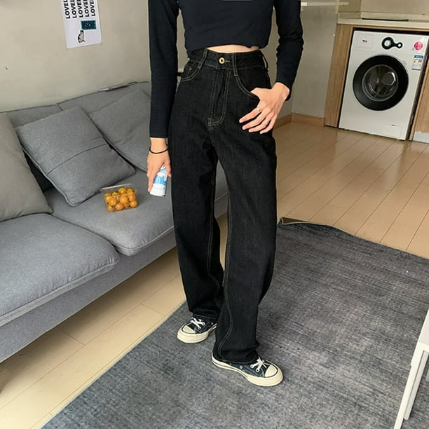 Black Suit Pants For Women Korean 2 Buttons Wide Leg Trousers Vintage  Streetwear High Fashion Office Ladies Work Pants
